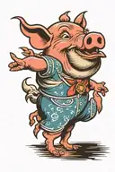 pig dancing tattoo design idea