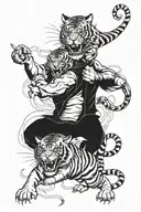 tiger fighting chines dragon wrapped tattoo design idea
