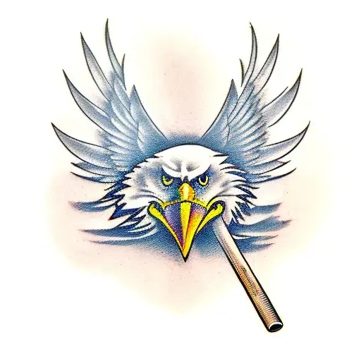 eagle holding baseball bat tattoo design idea