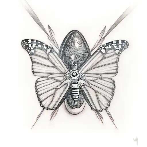 monarch butterfly on a avocado  tattoo design idea