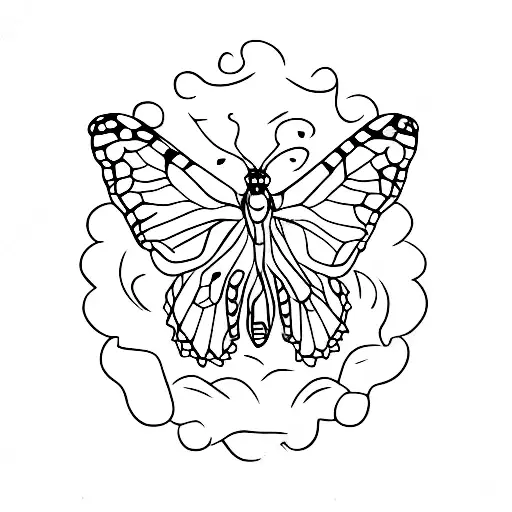 monarch butterfly on a avocado  tattoo design idea