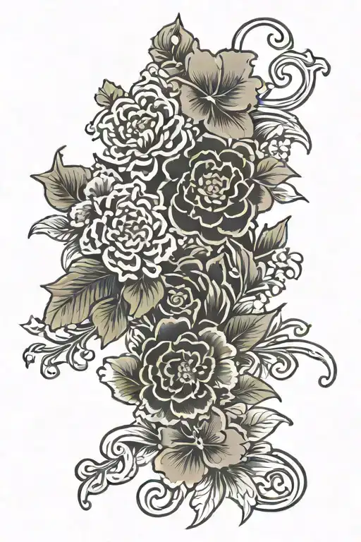 khmer flower garland tattoo design idea
