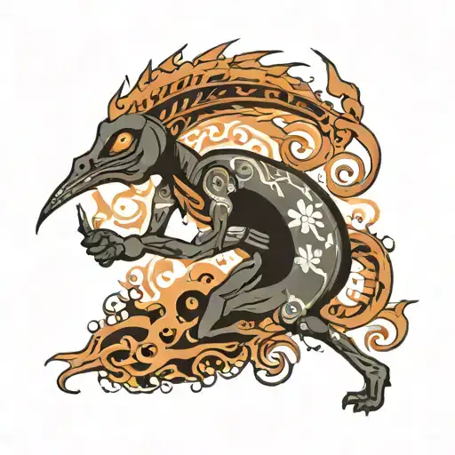 kokopelli smokeing tattoo design idea
