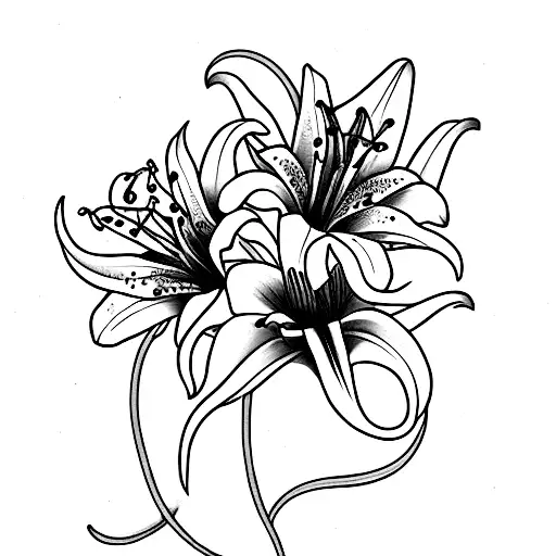 American traditional purple lily tattoo design idea