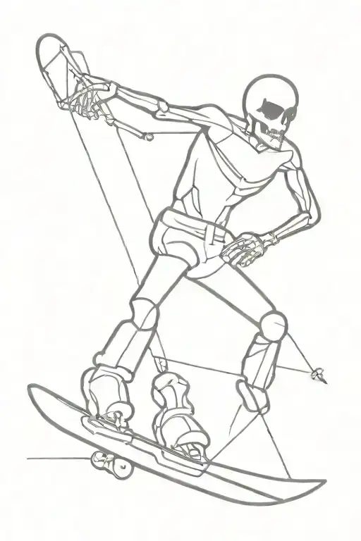 Skelton and snowboard tattoo design idea