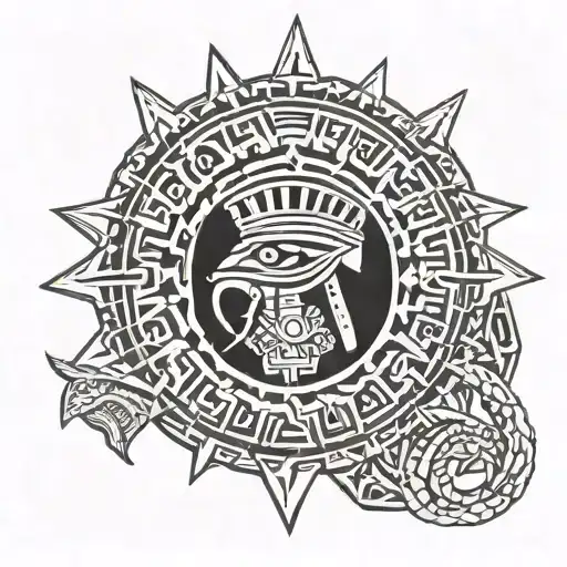 Combine ancient Egyptian runes with the symbol of the sun god Ra tattoo design idea