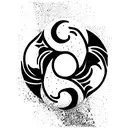 Wolf an Bear fighting (yin yang style) tattoo design idea