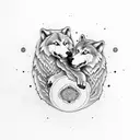 Wolf an Bear fighting (yin yang style) tattoo design idea