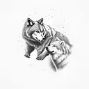 Wolf an Bear fighting (yin yang style) tattoo design idea