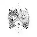 Wolf an Bear fighting (yin yang style) tattoo design idea
