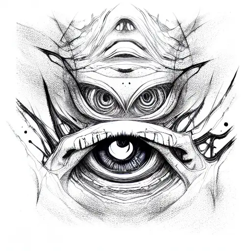 Lots of scary eyes tattoo design idea