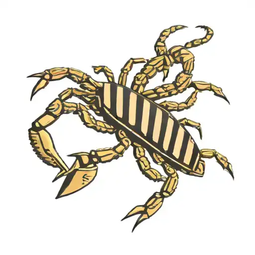 Scorpion with stripes in a trapezoid tattoo design idea
