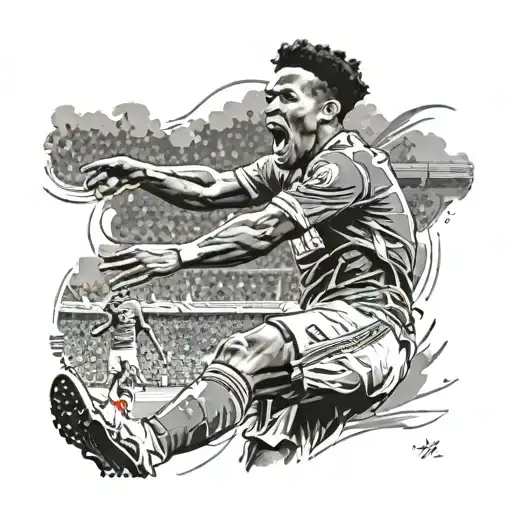 A portrait of Korey Smith celebrating his goal against Manchester United tattoo design idea