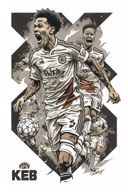 A portrait of Korey Smith celebrating his goal against Manchester United tattoo design idea