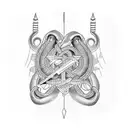 swords snake chains  tattoo design idea