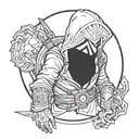 A tattoo design combining elements from Assassin's Creed, Pokemon and South park  tattoo design idea