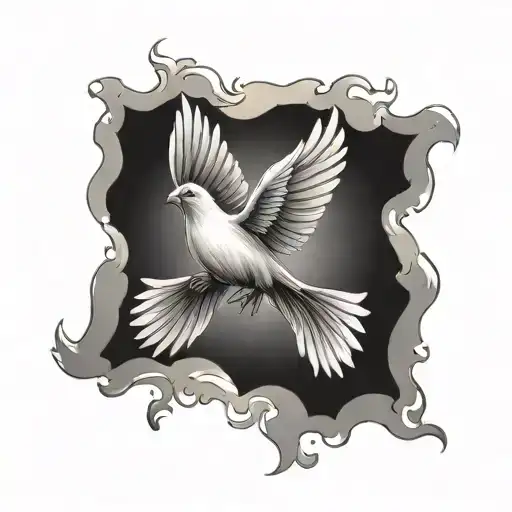 Sun rays and dove tattoo design idea