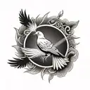 Sun rays and dove tattoo design idea