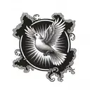 Sun rays and dove tattoo design idea