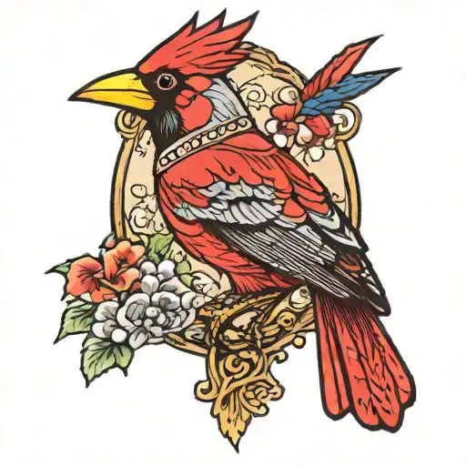 Japanese  cardinal tattoo design idea