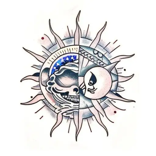 Sun and Moon tattoo design idea