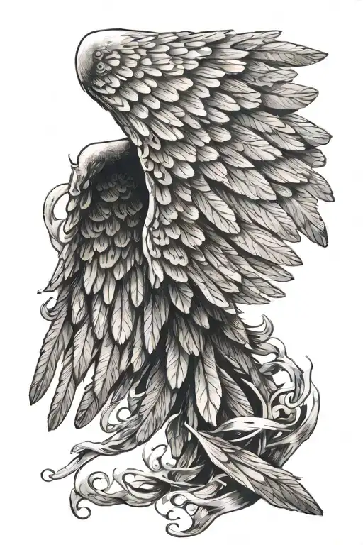 fallen angel wing tattoo design idea