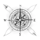 A compass with musical notes as directional markers tattoo design idea