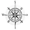 A compass with musical notes as directional markers tattoo design idea