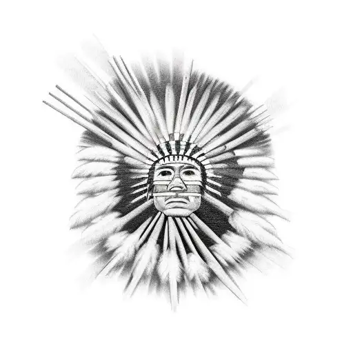A Native American drum with a bonfire reflection tattoo design idea