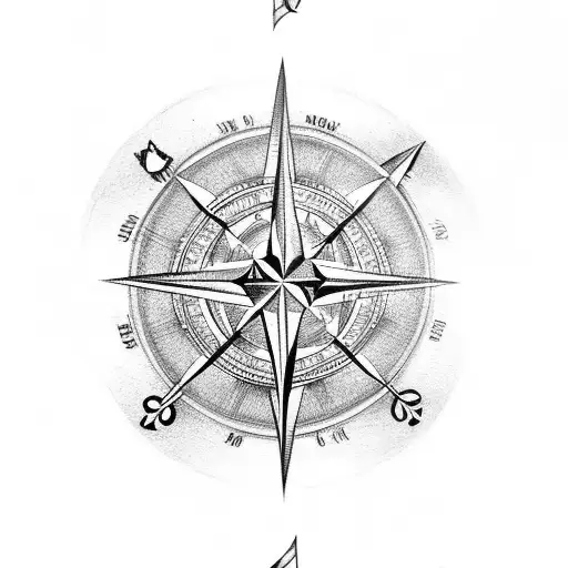 bow And arrow, compass rose, butterfly with music note, cardinal tattoo design idea