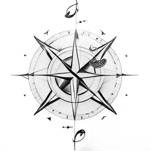  arrow pointing upwards, compass roses, butterfly with music note, cardinal tattoo design idea