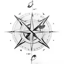  arrow pointing upwards, compass roses, butterfly with music note, cardinal tattoo design idea