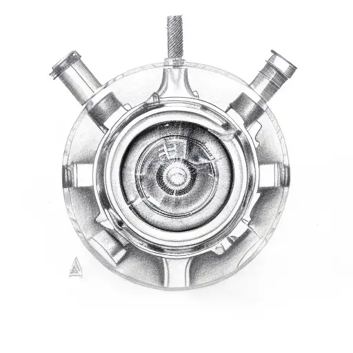 A sketch of a motorcycle engine with coffee beans as pistons tattoo design idea