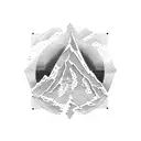 A sketch-style tattoo of a vinyl record spinning with mountain peaks as the grooves tattoo design idea