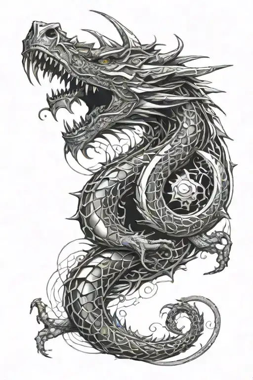 dragon sleeve for men with fine line tattoo tattoo design idea