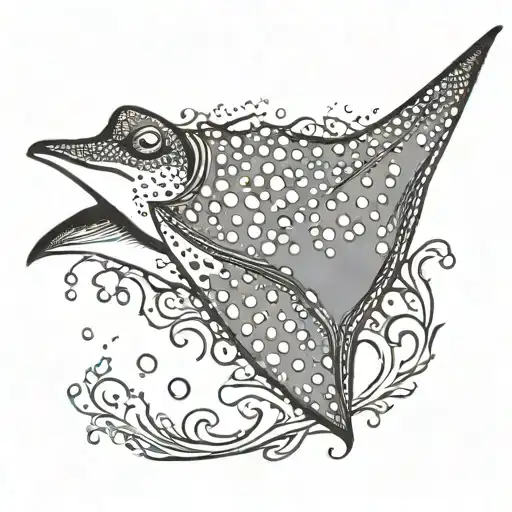 spotted eagle ray floating tattoo design idea