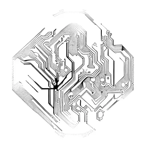Martin Garrix's logo incorporated into a futuristic circuit board design tattoo design idea