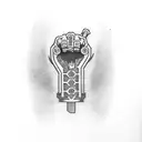 brass knuckles with katana tattoo design idea