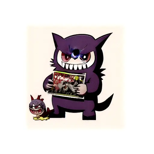 Gengar Pokémon paperboy tattoo design idea