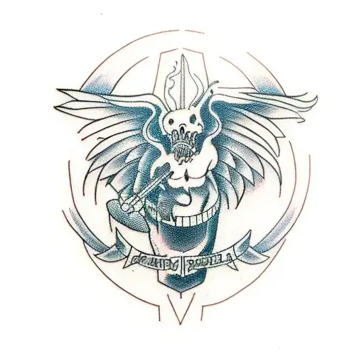 battle royale with mythological creatures tattoo design idea