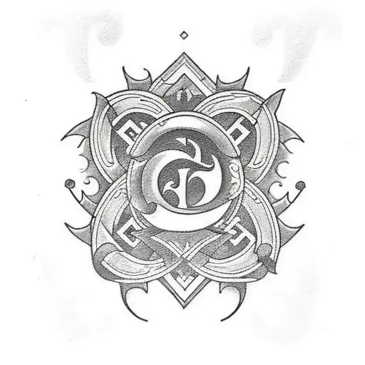 Make a traditional (old school) tattoo flash art (in color) of a vase with a door to moria in  the center (lotr). tattoo design idea