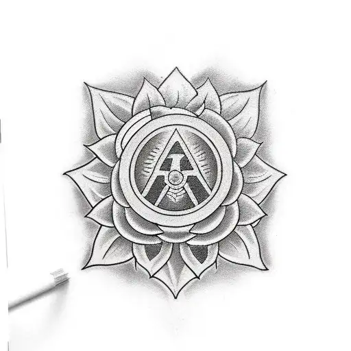 Make a traditional (old school) tattoo flash art (in color) of a flower vase with a door to moria in  the center (lotr). tattoo design idea