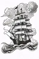 small ship in storm  tattoo design idea