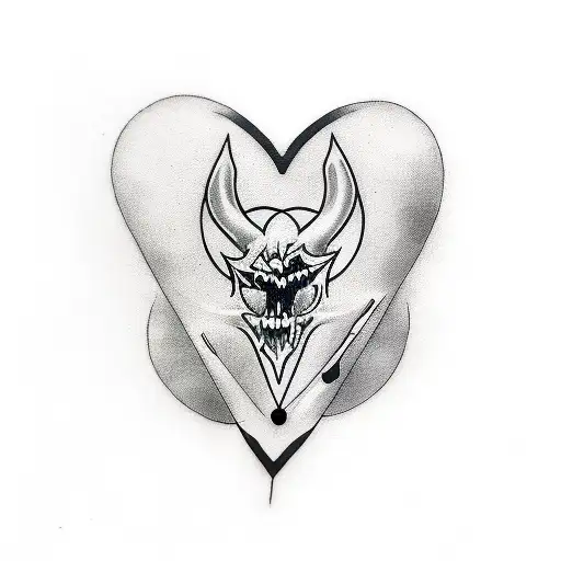 A bold and impactful tattoo featuring a solid black heart with three piercing swords. tattoo design idea