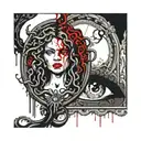  Medusa could be shown gazing into a gothic, ornate mirror, with the reflection in the mirror being more monsterous tattoo design idea