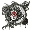  Medusa could be shown gazing into a gothic, ornate mirror, with the reflection in the mirror being more monsterous tattoo design idea
