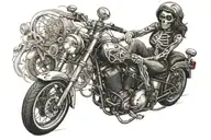 girl skeleton riding motorcycle pretty face tattoo tattoo design idea