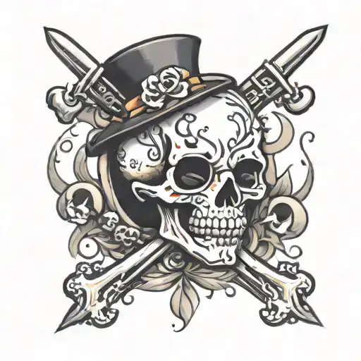 crossbones girly  tattoo design idea