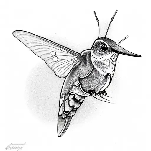 firefly and hummingbird tattoo design idea