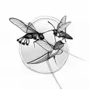 side by side firefly and hummingbird in harmony tattoo design idea